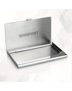 Shinport Business Card Holder for Men and Women (Slim Minimalist Design Case, Stainless Steel Metal, Fits 18 Business Cards in Pocket)