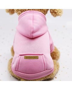 Shinport Winter Dog Hoodie Sweatshirts with Pockets Warm Dog Clothes for Small Dogs Chihuahua Coat Clothing Puppy Cat Custume Pink XS