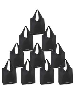 Shinport 10 Pack Reusable Grocery Bags Black Washable Foldable Reusable Shopping Bags,Eco-Friendly Purse Bag Fits in Pocket Holds