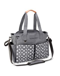 Shinport Diaper Tote Bag, Baby Changing Satchel Bag Messenger Weekender with 12 Pockets and Stroller Straps for All Baby Accessories (Classic Grey)