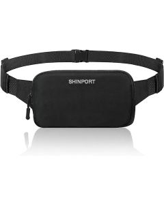 Shinport Fanny Packs for Women Men, Fashion Running Waist Packs, Crossbody Mini Bag Fanny Pack Belt Bag with Adjustable Strap for Running Outdoors Workout Travel Hiking Cycling, Black