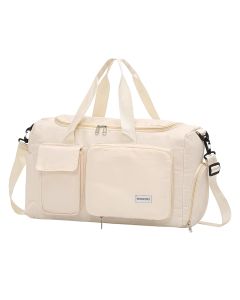 Shinport Classic Cream Gym Duffel Bag with Multiple Compartments