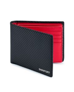 Shinport Elite CarbonCraft: Ultra-Thin RFID-Secure Genuine Leather & Carbon Fiber Men's Wallet with Coin Compartment